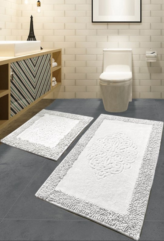 Простирка за бања L'essentiel Maison Piante, 2 парчиња, бела