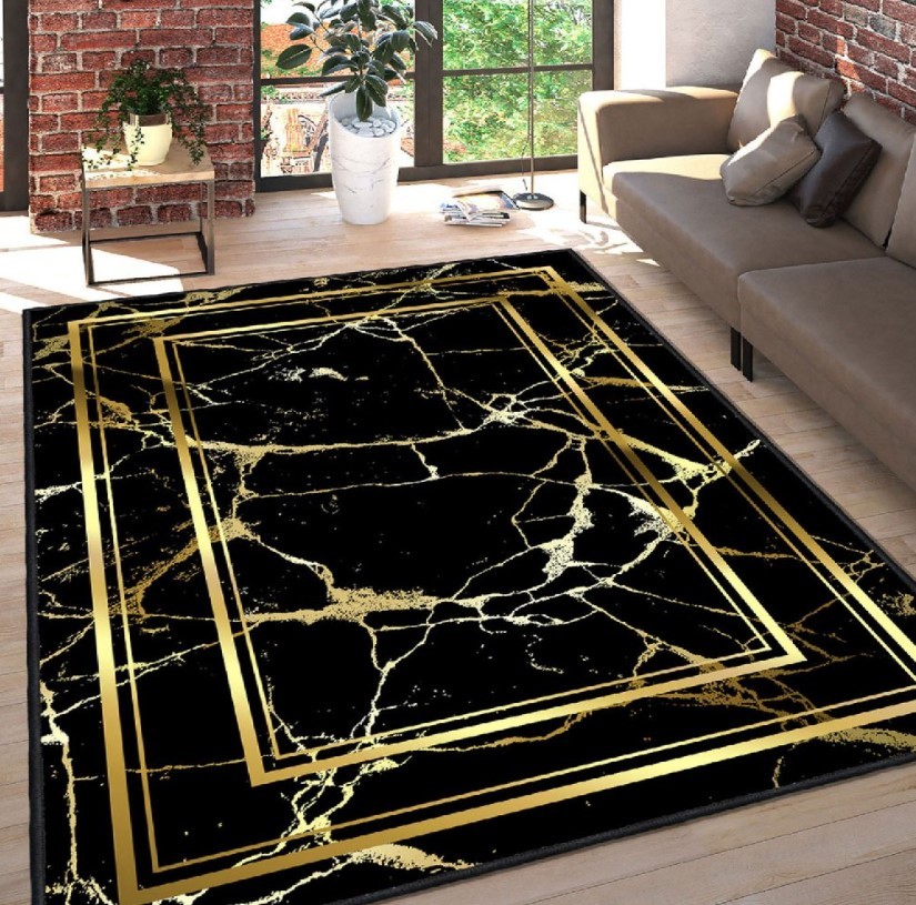 Тепих Conceptum Hypnose Els2417, 140x220 см, црна и златна боја