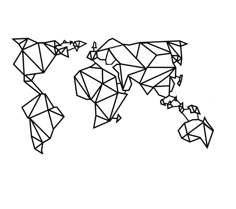 Wallity dzидна декорација „Светска мапа 4", 140x80 см, црна