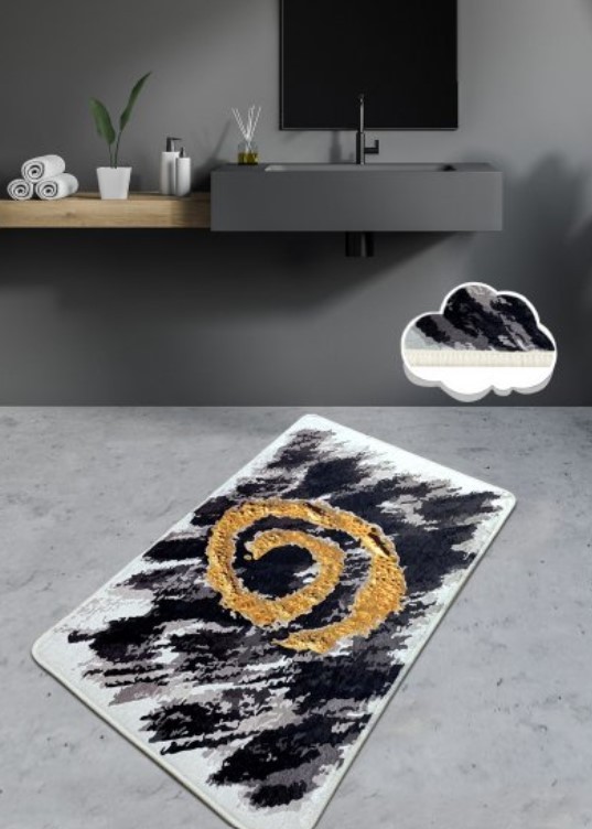 Килим за бања L'Essentiel Maison Dagger, 70x120cm, црно-сив