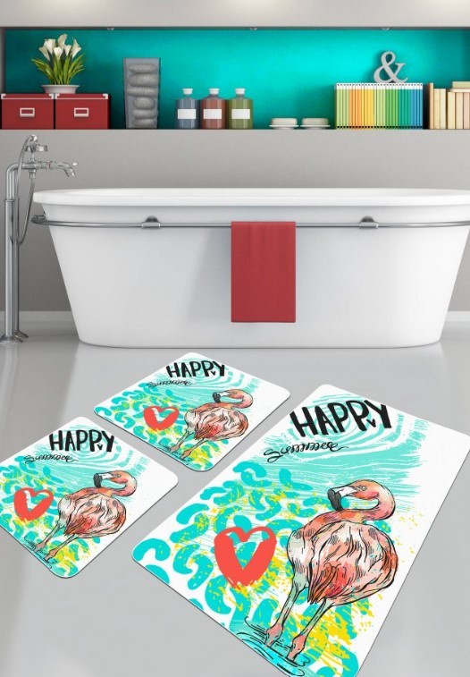 Простирка за капење L'essentiel Maison Happy Flamingo, 2 парчиња, Шарена