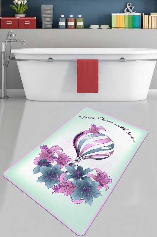 Пас за бања L'essentiel Maison Purple Balloon, 70x120cm, виолетово-зелена