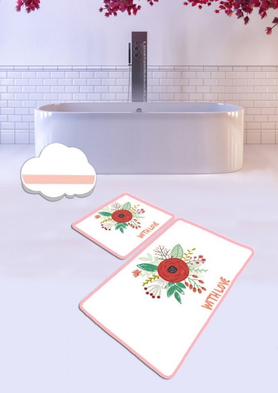 Подлога за бања L'essentiel Maison со љубов, 2 парчиња, бела