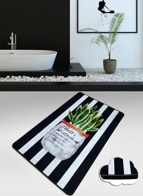 L'essentiel Maison душек за бања Aloevera, 80x100cm, црно-бело