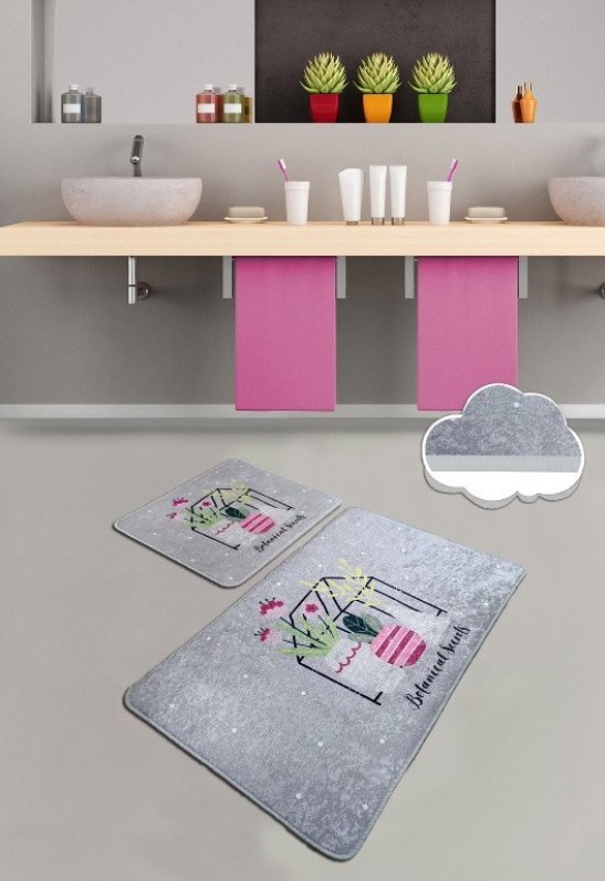 L'Essentiel Maison ботанички слатки подлога за капење, 2 парчиња, сива боја