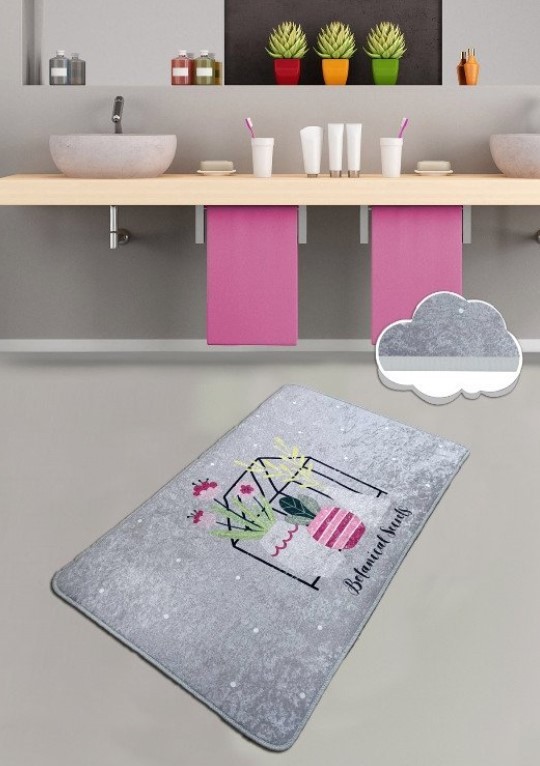 L'Essentiel Maison Простирка за бања Ботанички слатки, 80x100cm, сива