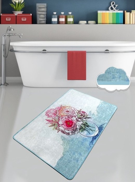 Простирка за бања L'essentiel Maison Fennel, 80x100cm, сино-сива