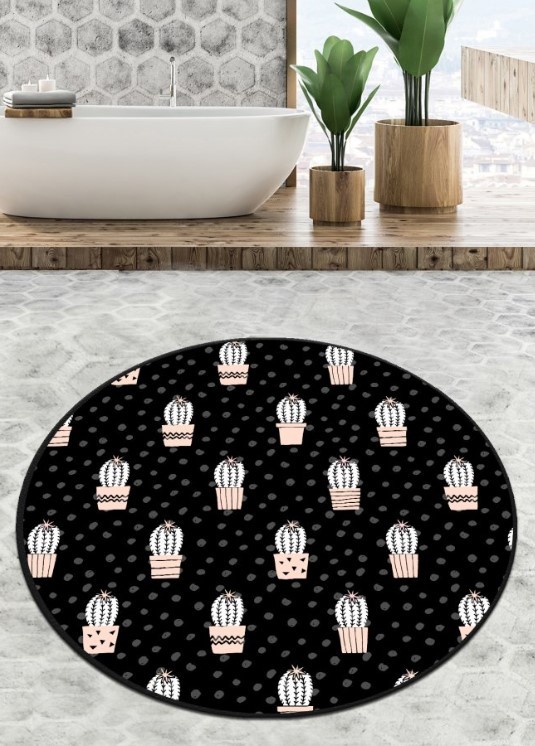 Подлога за бања L'essentiel Maison Temperature, 100 см, црно-бела