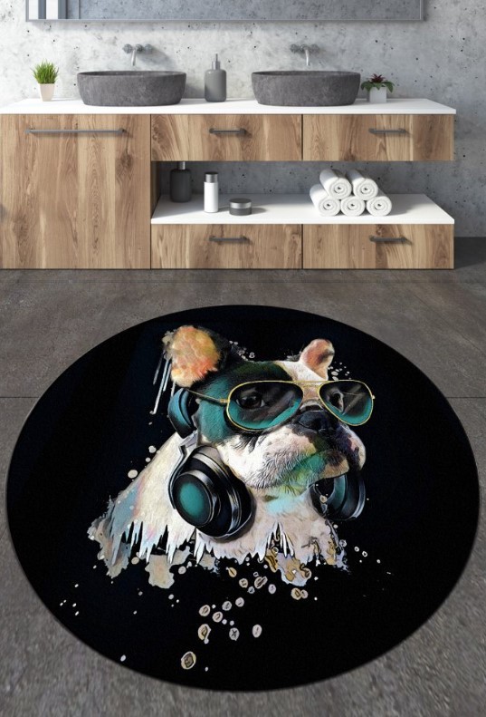 L'essentiel Maison Простирка за бања очила Куче, 100cm, црна