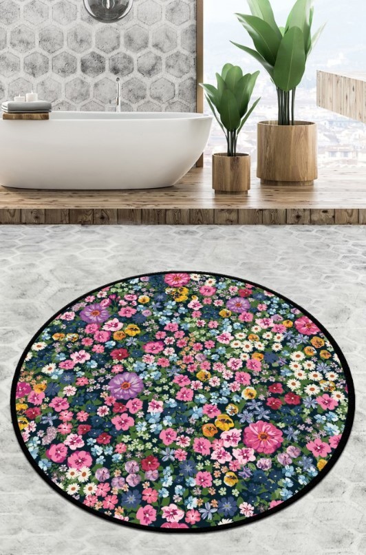 Килим за бања L'essentiel Maison Antoryum Circle, 120cm, Шарена