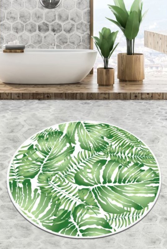 L'essentiel Maison душек за бања Pied Circle Djt, 80 cm, бело-зелена