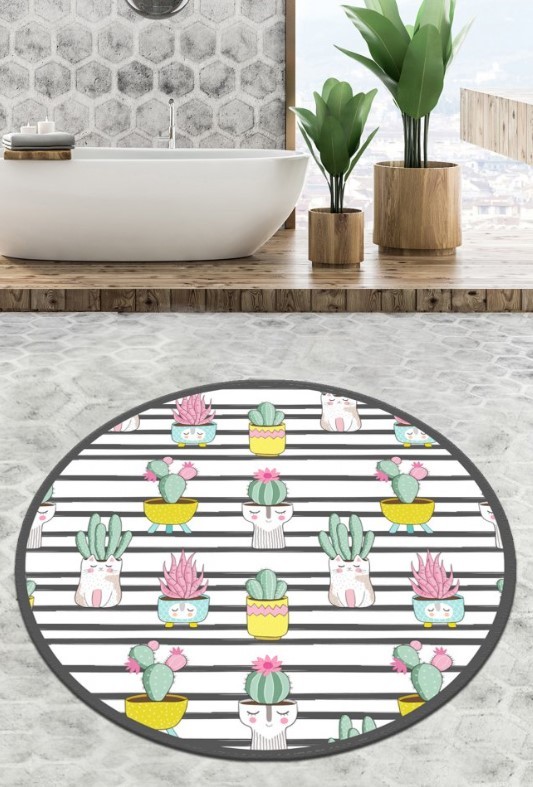 Простирка за бања L'Essentiel Maison Catinus Cactus, 120cm, Шарена