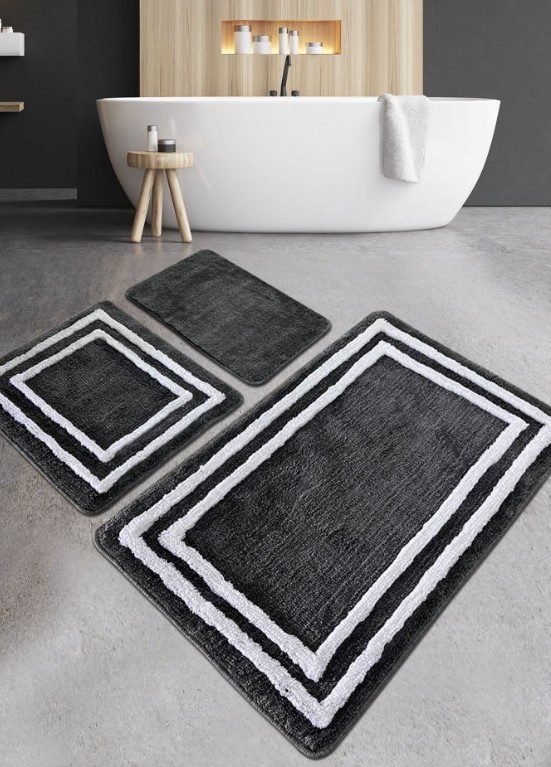 Простирка за бања L'Essentiel Maison Duplici, 3 парчиња, Антрацит