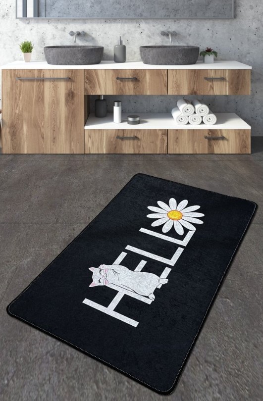 Простирка за бања L'essentiel Maison Hola Gato, 80x100cm, црна