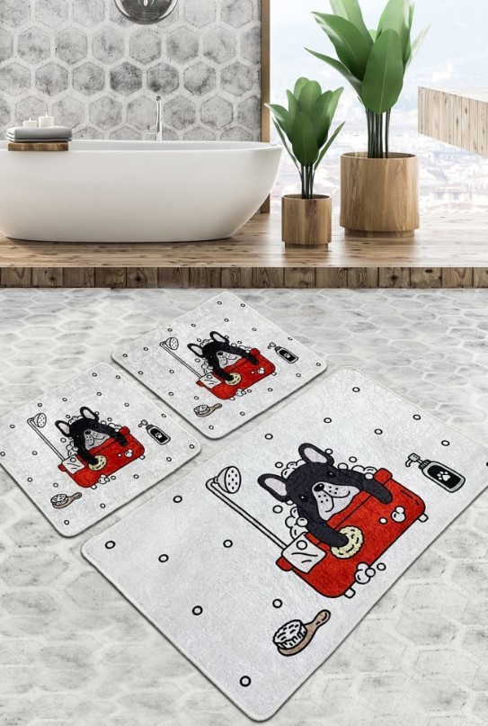 Простирка за туширање L'Essentiel Maison Dogs, 3 парчиња, сива боја