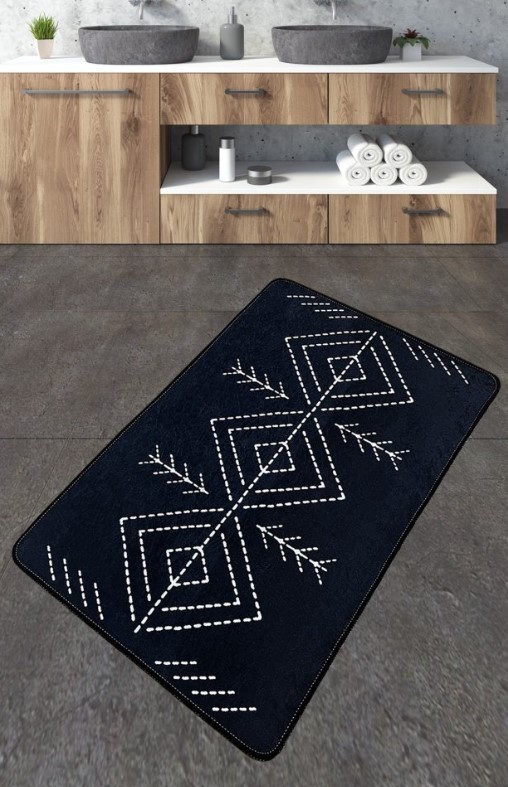 Простирка за бања L'essentiel Maison Lau, 70x120cm, црна