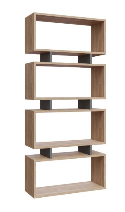 Полица за книги Hanah Home Langdon Oak Anthracite 72,5x25x161 см, кафеава