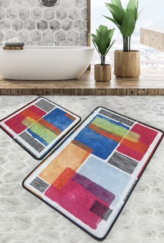 L'essentiel Maison Простирка за бања Milora 16, 2 парчиња, Шарена