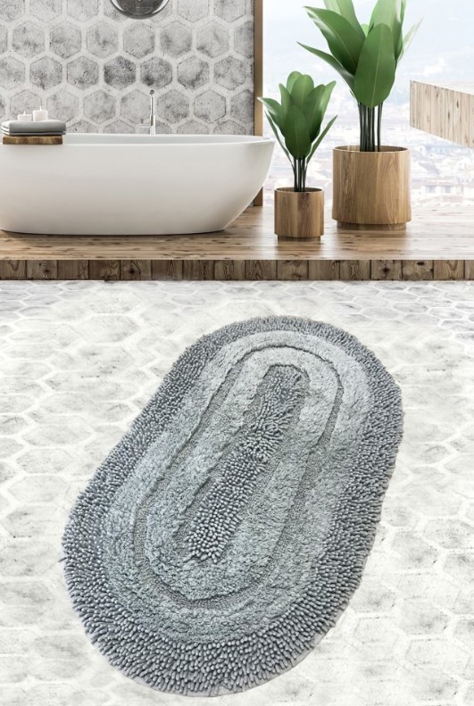 Простирка за бања L'essentiel Maison Macoroni, 80x130cm, сива боја