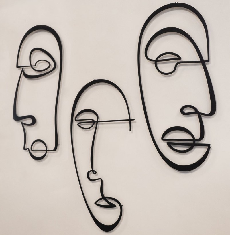 Wallity APT611MS Dzидна декорација Abstract Line, 3 парчиња, црна