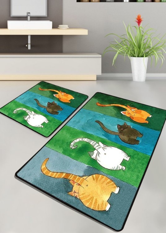 Подлога за бања L'essentiel Maison Gatto Carino, 2 парчиња, шарена