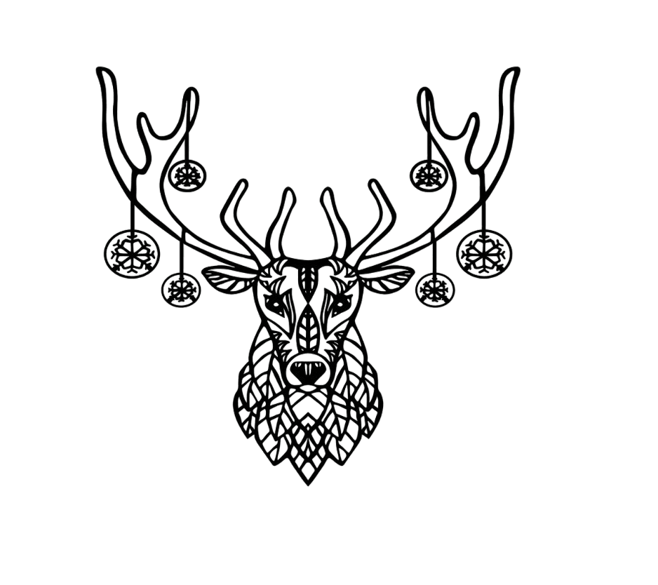 WALLXPERT Dzидна декорација Божиќен елен, црна