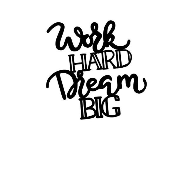 Wallxpert декорација за dzид Work Hard Dream Big 1, 53x52 см, црна