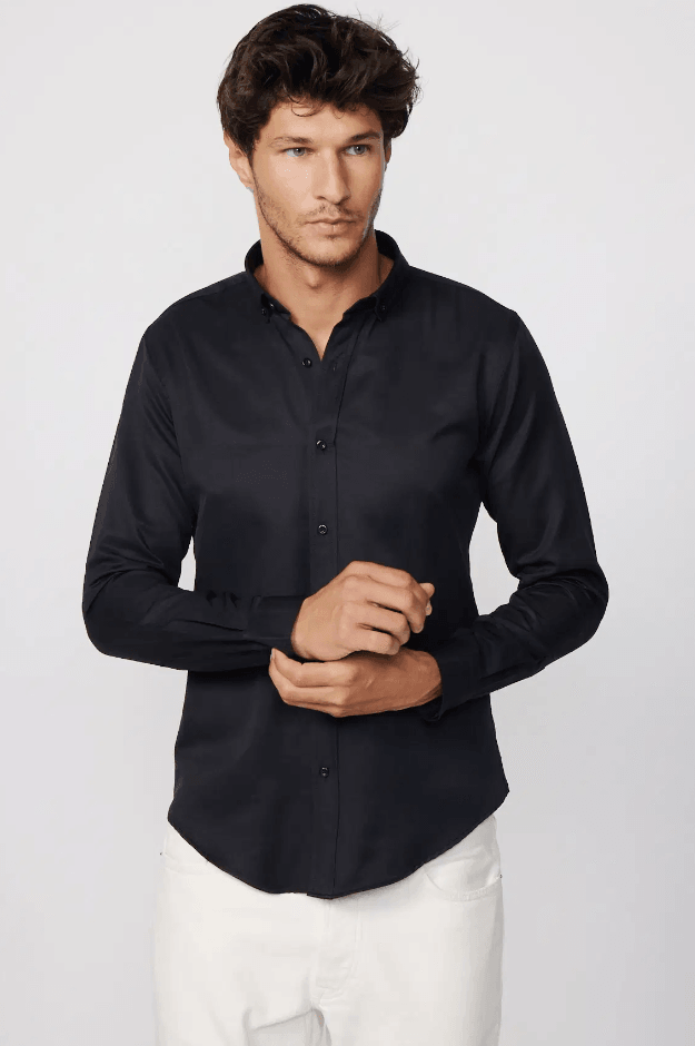 Машка габардинска кошула Tudors Slim Fit, црна