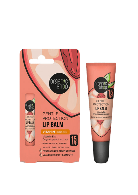 ORGANIC SHOP Gentle Protection / Балсам За Усни Од Праска Со Spf15 И Витамин Е - 10 Мл.