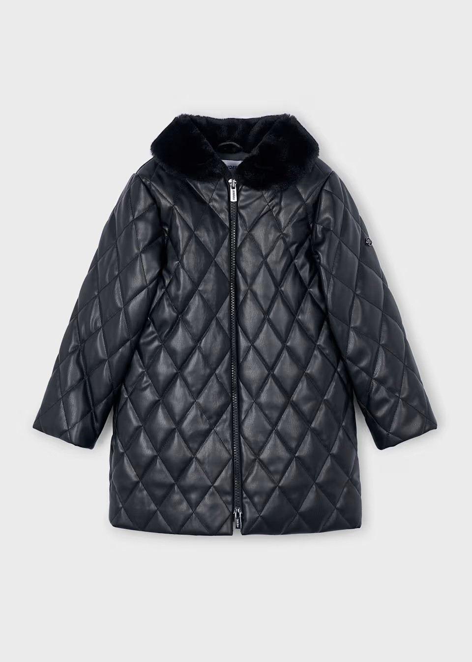 Mayoral Јакна со крзно за девојчиња - Црна, 9 (134cm)