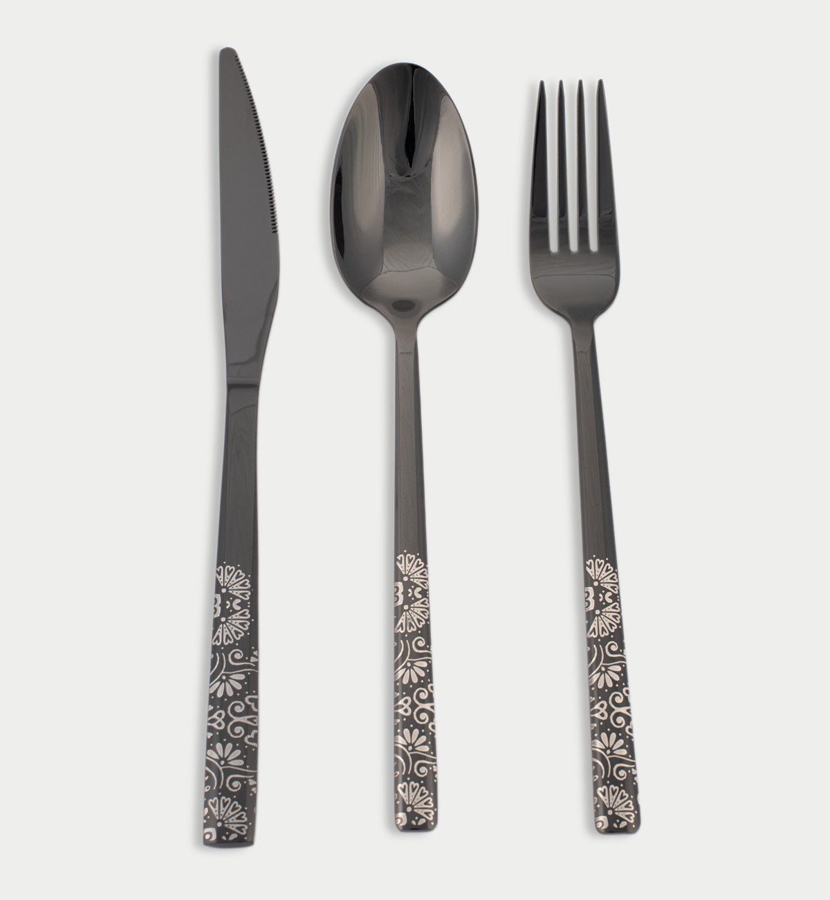 COMODITA HOME Сет прибор за јадење flower black L 18 парчиња