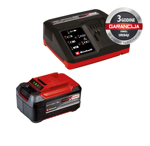 EINHELL Напојување на Полнач-x-change 18V 5,2 Ah/4 A Комплет за Стартување на Полнење Црно