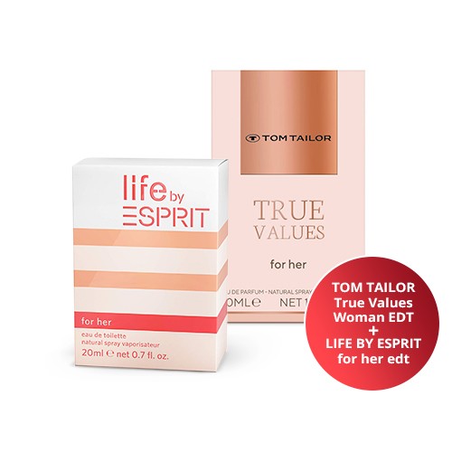 TOM TAILOR Парфем за жени True Values Woman EDT 50ml +ГРАТИС LIFE BY ESPRIT for her edt, парфем за жени 20ml