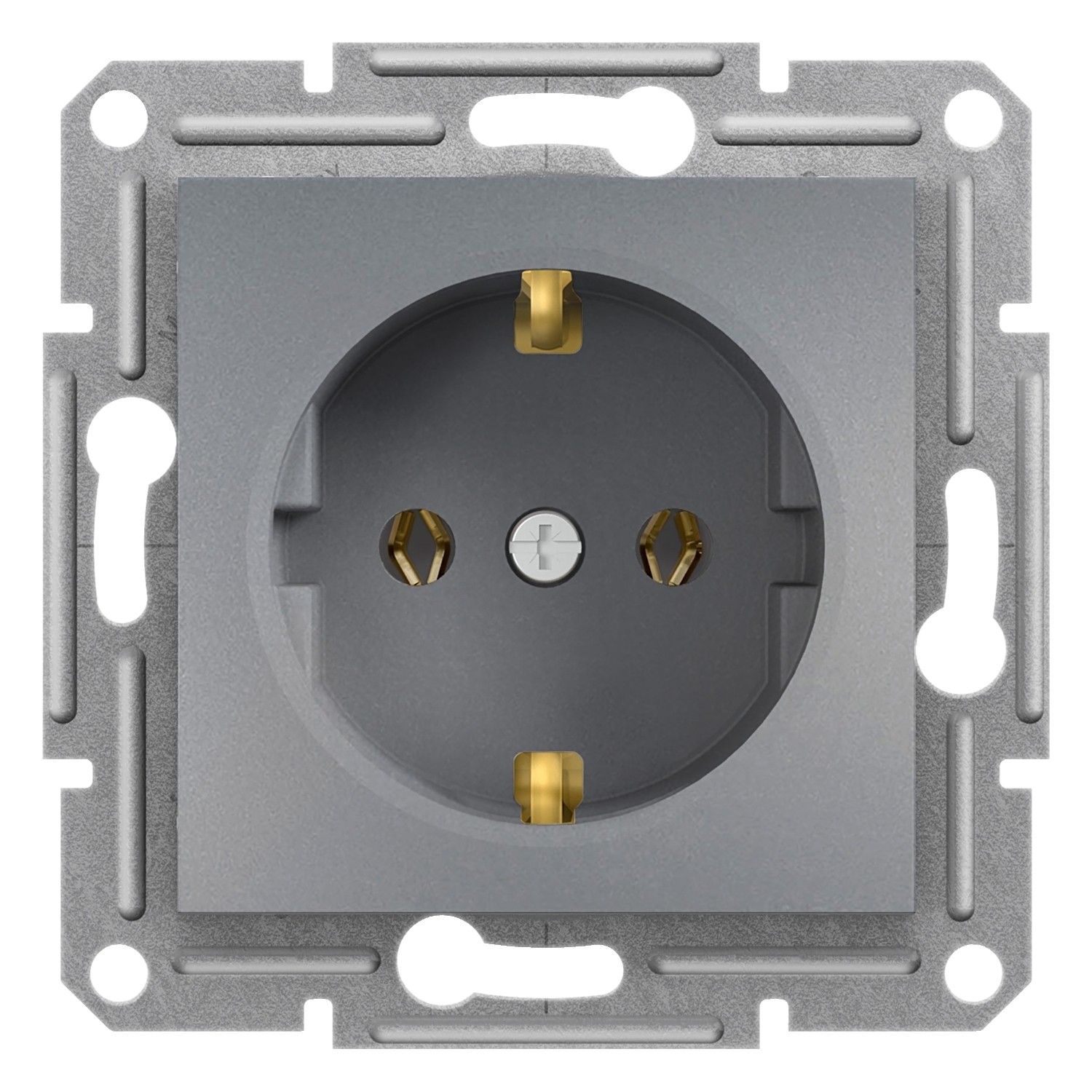 SCHNEIDER Приклучница шуко steel asfora без рамка