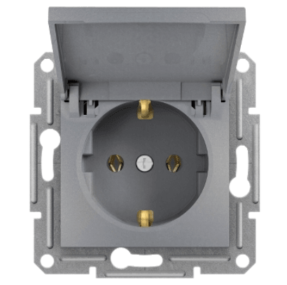 SCHNEIDER Приклучница со капак шуко steel asfora без рамка