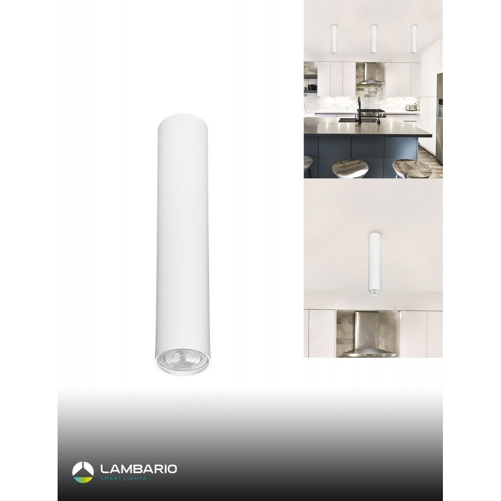 LAMBARIO Плафонска светилка 1xgu10 max50w бела h-300mm