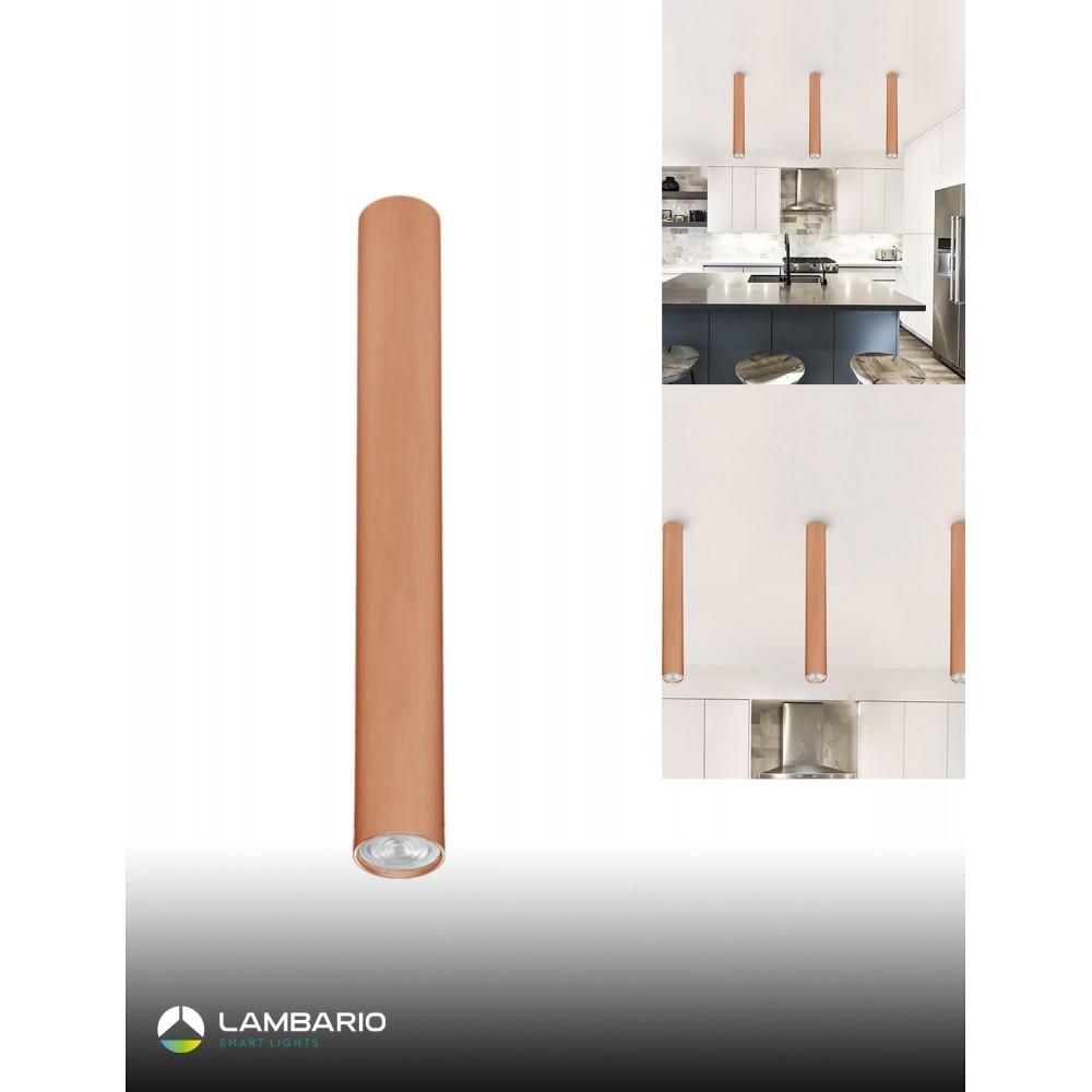 LAMBARIO Плафонска светилка 1xgu10 max50w бакар-розе h-500mm