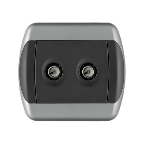 MAJUR Приклучок за тв дупла заврш. (црн-сребро) 15.72.091 ројал есклузив