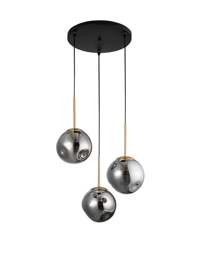 NOVA LUCE Лустер SPADA Златен метал & хром стакло 3xE27  9426753