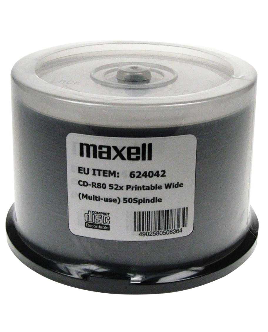 Maxell Оптички медиуми за печатење CD-R 52X 50S 80MIN WIDE PRINTABLE SHRINK (624042)