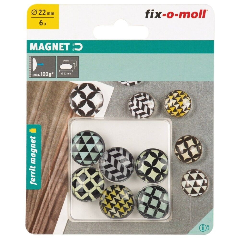 Fix-o-moll Стаклен магнет ф33