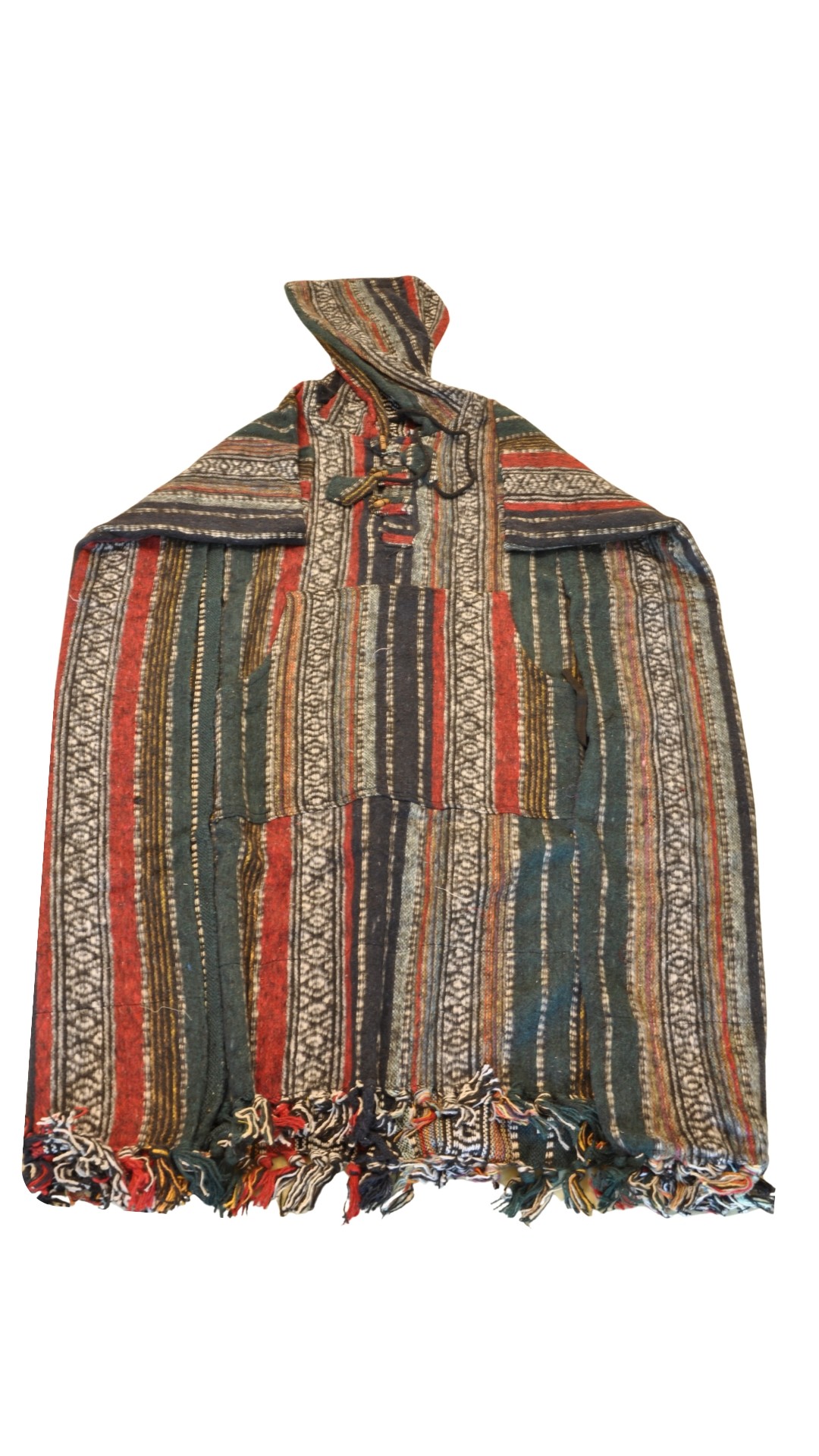 HIPPIE PLANET Долго пончо - Универзална големина, тегет-зелена