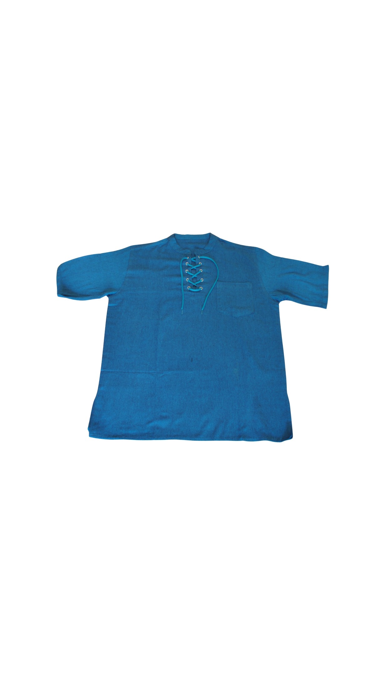 HIPPIE PLANET Кошула со кратки ракави, со врвки - XL, сина