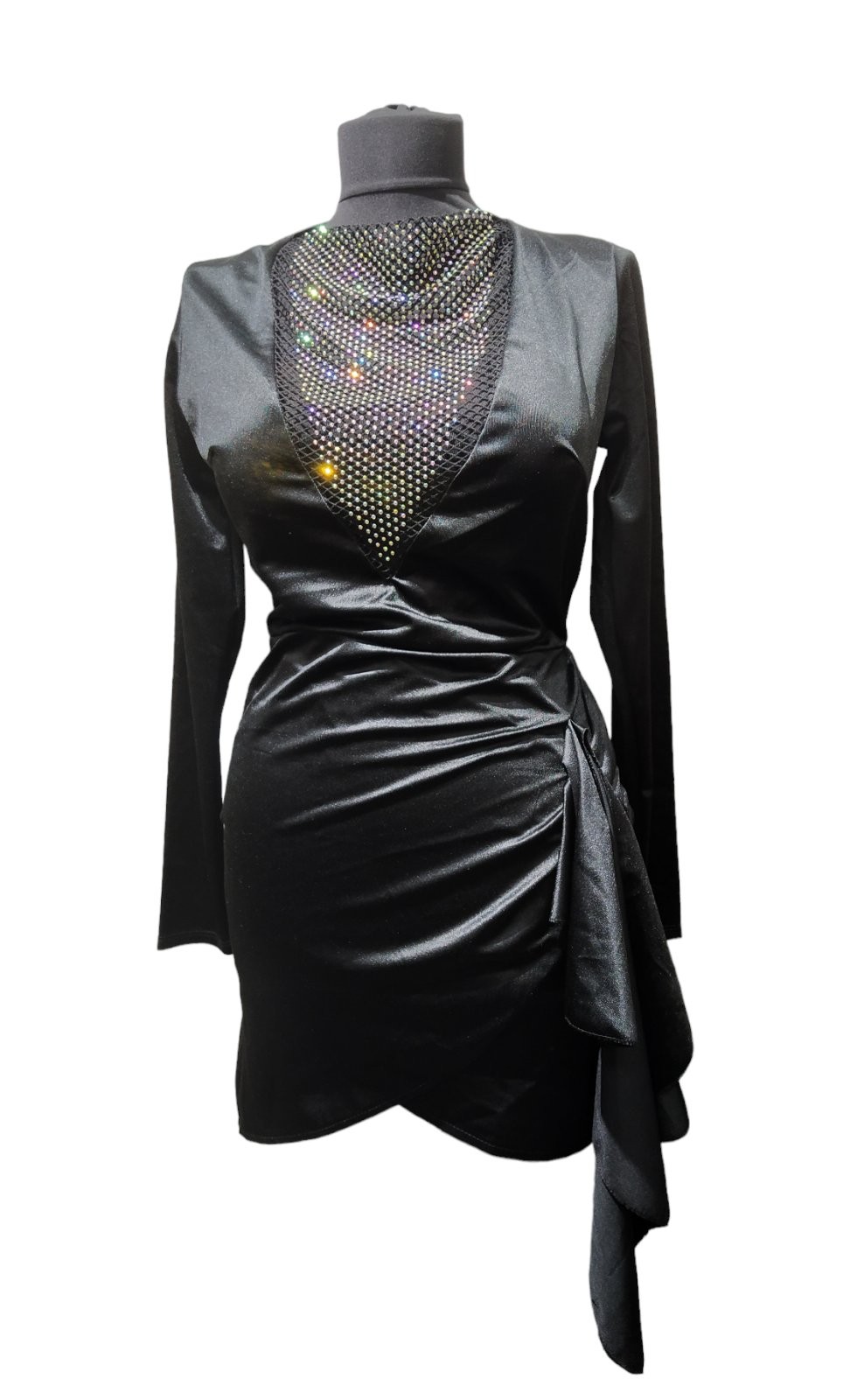 IVERI Фустан црн сатен со подолго странично