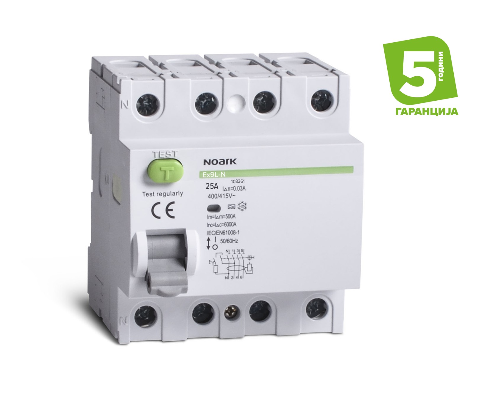 Noark Фид склопка 4П 25А 30мА