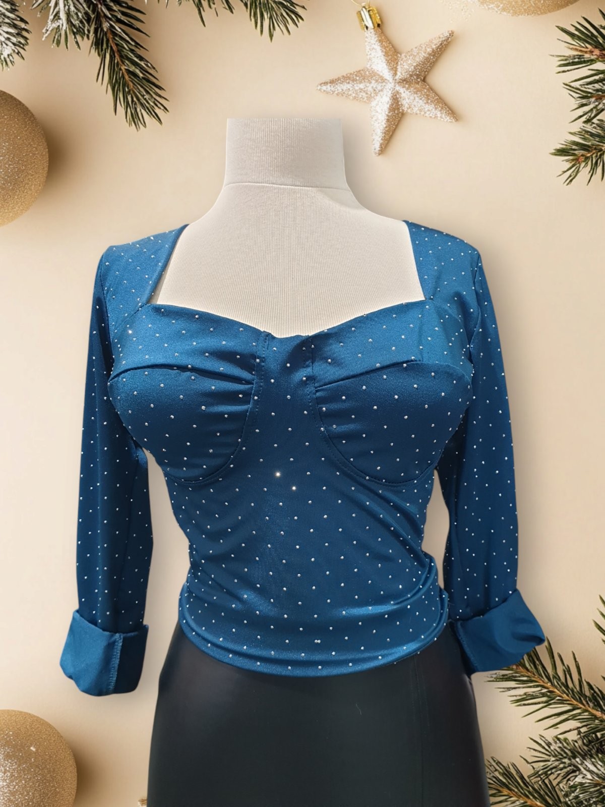 IVERI Блуза плава со светки