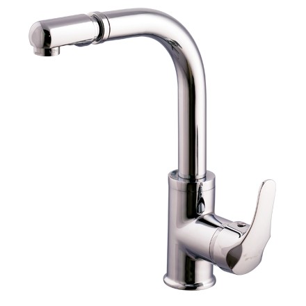 KAS Еднорачна батерија за кујна со црево на извлекување KITCHEN хром