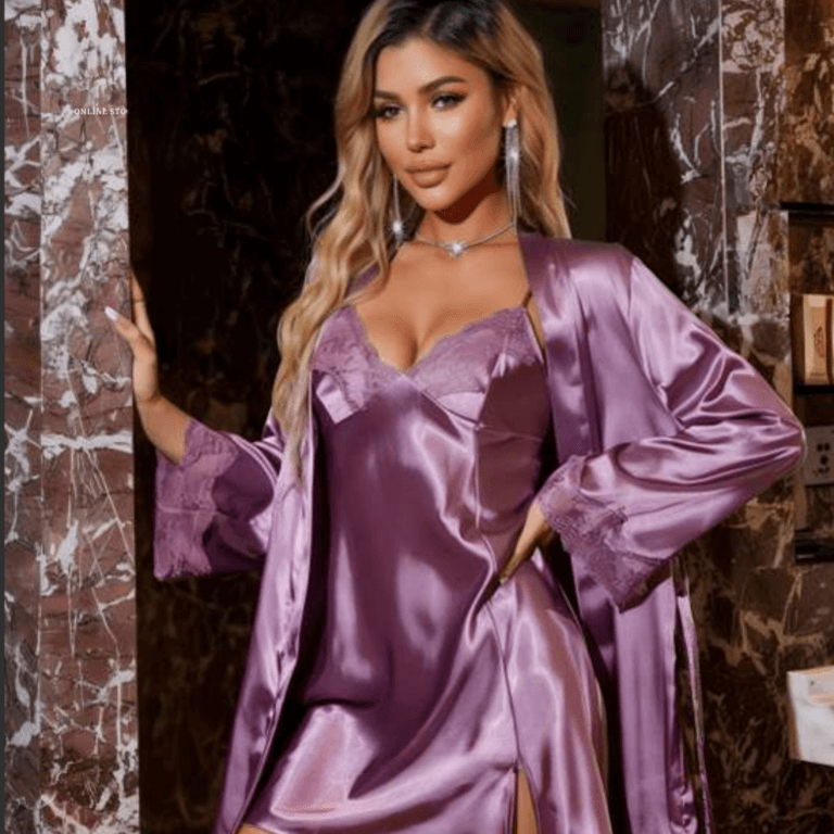 KATJA-ONLINE STORE EMONA Сатен ноќница и наметка