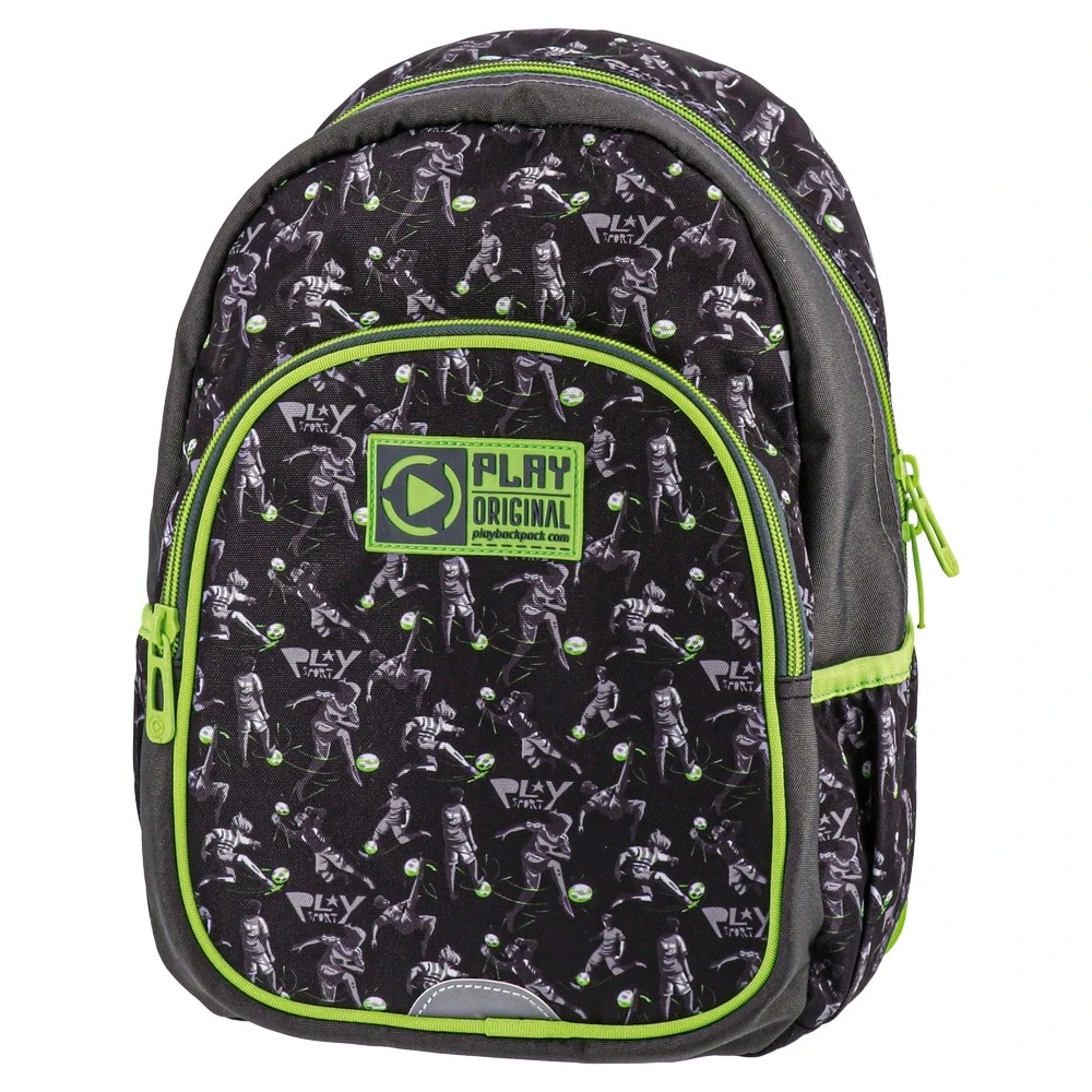 Играјте ранец P2 за предучилишна возраст Фудбал, црно и зелено