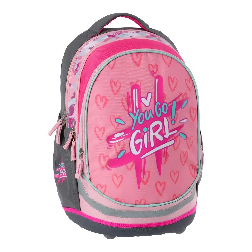 SAZIO Ранец со седум хаштаг за девојки, анатомски, розов